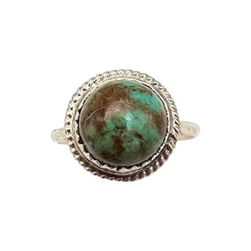 Esther White Sterling Kingman Turquoise Navajo Ring, Size 7