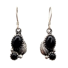 Annie Spencer Navajo Sterling Black Onyx Earrings