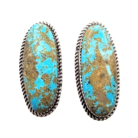 Donovan Nez Navajo Sterling Kingman Turquoise Earrings