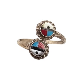 Emerson Vallo Zuni Sunface Sterling Adjustable Ring