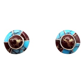 Fred Manuelito Navajo Sterling Multistone Earrings