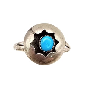 Janice Spencer Navajo Sterling Ring with Kingman Turquoise, Size 8.5