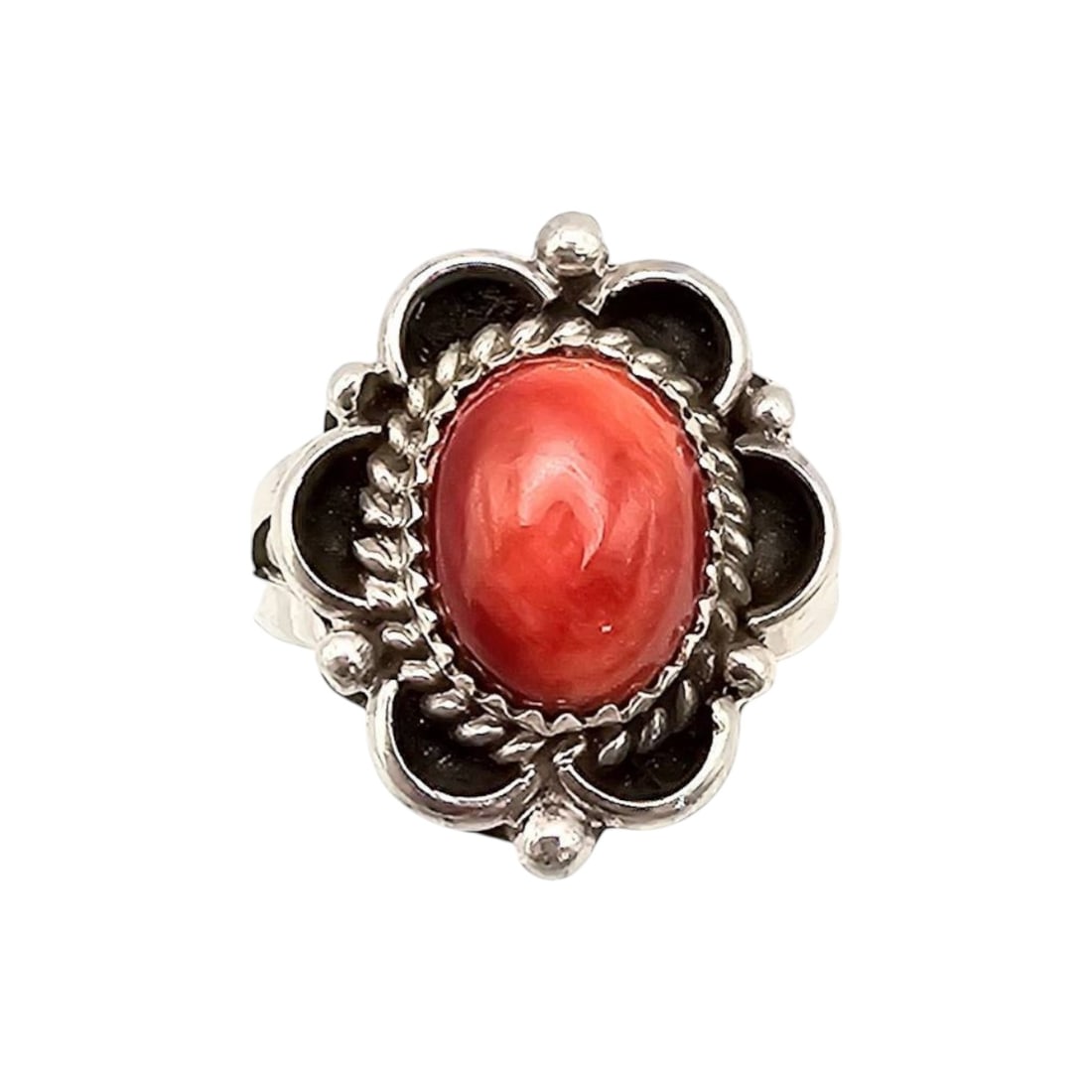Freda Martinez Navajo Sterling Ring with Spiny Oyster, Size 7 (1 of 5)