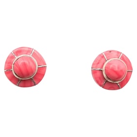 Fred Manuelito Navajo Sterling Spiny Oyster Earrings