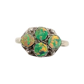 Sterling Zuni Opal Ring by Charlie Swain, Size 7