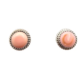 Navajo Sterling Pink Conch Earrings by Esther White