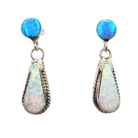 Victor Thompson Navajo Sterling and Opal Earrings