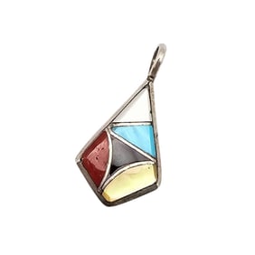 EDB Sterling Pendant Turquoise Jet Coral Inlay