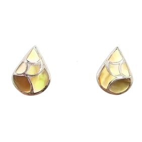 Karen Lalio Zuni Sterling Yellow Shell Earrings