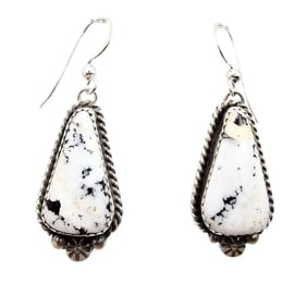 Judith Dixon Navajo Sterling White Buffalo Turquoise Earrings