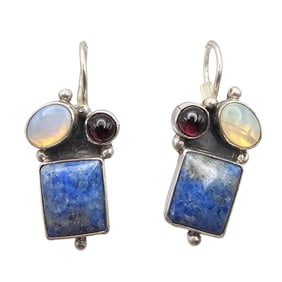 Running Bear Sterling Sodalite Amethyst Earrings