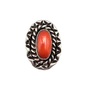 Native Coral Sterling Ring, Size 6.5, 4.9g
