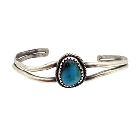 Native American Sterling Turquoise Cuff Bracelet, 9.3g
