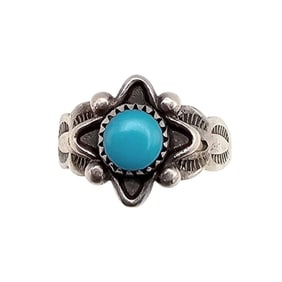 Sterling Native Turquoise Ring, Size 2.5