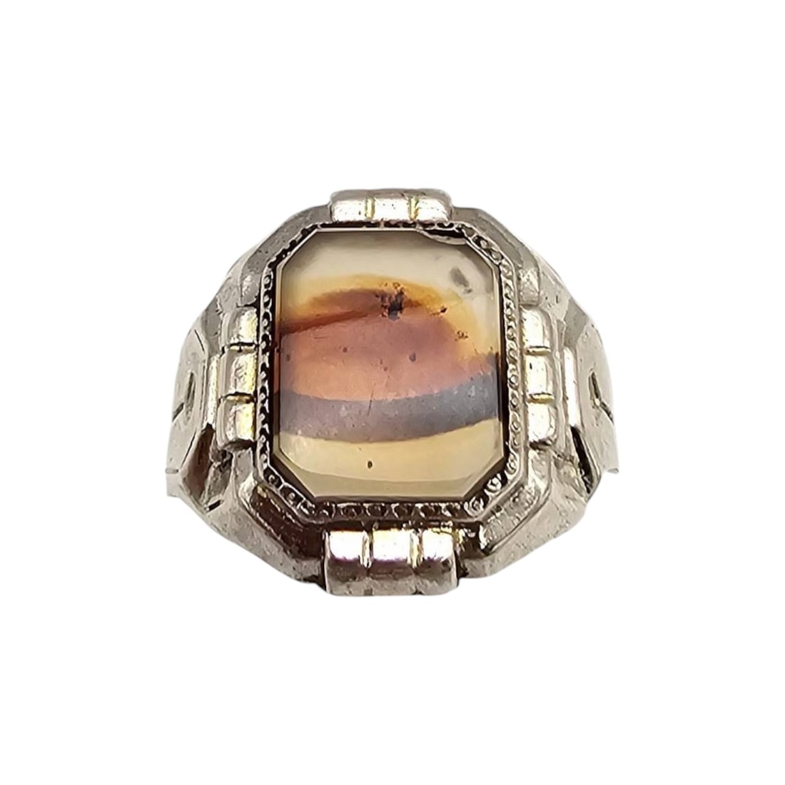 Southwest Arrow Through Sterling Ring with Agate, Size 9: Southwest Arrow Through Sterling Ring with Agate, Size 9