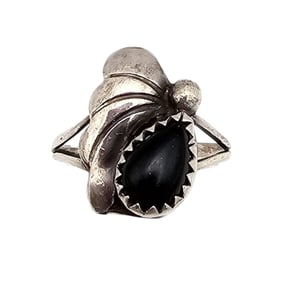 Navajo Sterling Ring with Onyx Stone