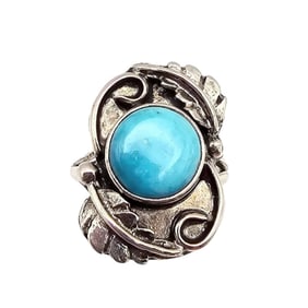 Native Turquoise Sterling Ring, Size 5, 4.4g