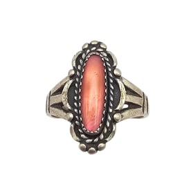 Wheeler Manufacturing Co. Sterling Ring with Coral Stone, Size 7.5
