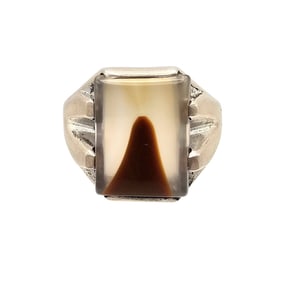 Wheeling Manufacturing Co Sterling Agate Ring, Size 13
