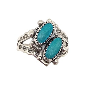 Native Sterling and Turquoise Ring, Size 4