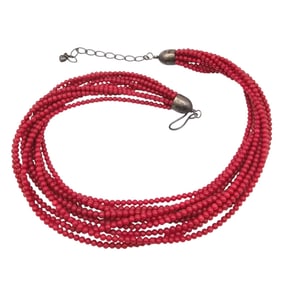 Jay King Mine Finds Multi-Strand Coral and Sterling Necklace