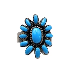 Southwestern Turquoise Sterling Ring, Size 7