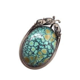 Sterling Turquoise Calla Lily Brooch and Pendant, 30g