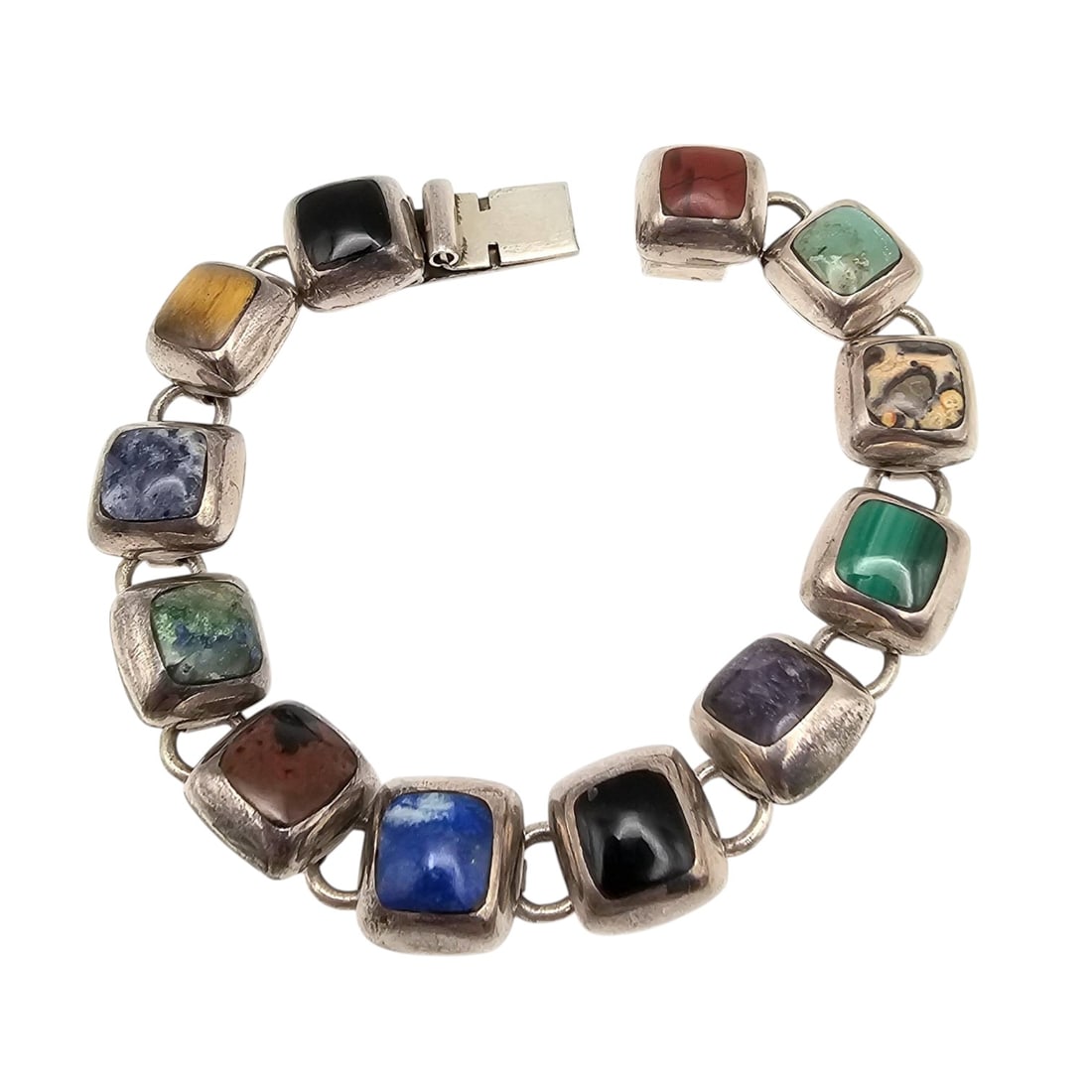 Mexican TS-74 Multi-Stone   Sterling Bracelet, 48.2g (1 of 4)