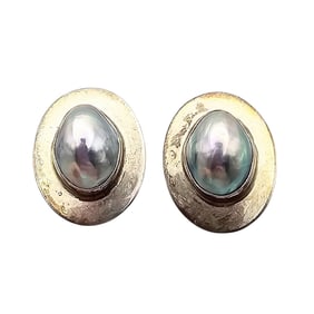 Sterling Dome Pearl Earrings 8.1g