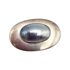 Signed Sterling Brooch with Pearl Accent, 14.9g