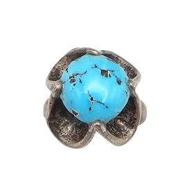 Signed Mexico Turquoise Sterling Ring, Size 5.25