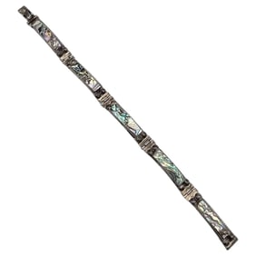Mexico LPA Sterling Link Bracelet with Abalone Inlays