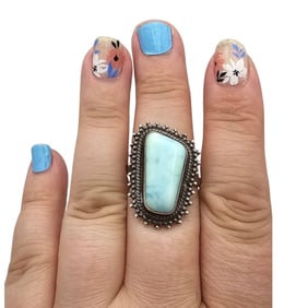 Southwestern Larimar Sterling Ring, Size 9