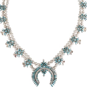 Marlon Quam Zuni Sterling Turquoise Squash Necklace