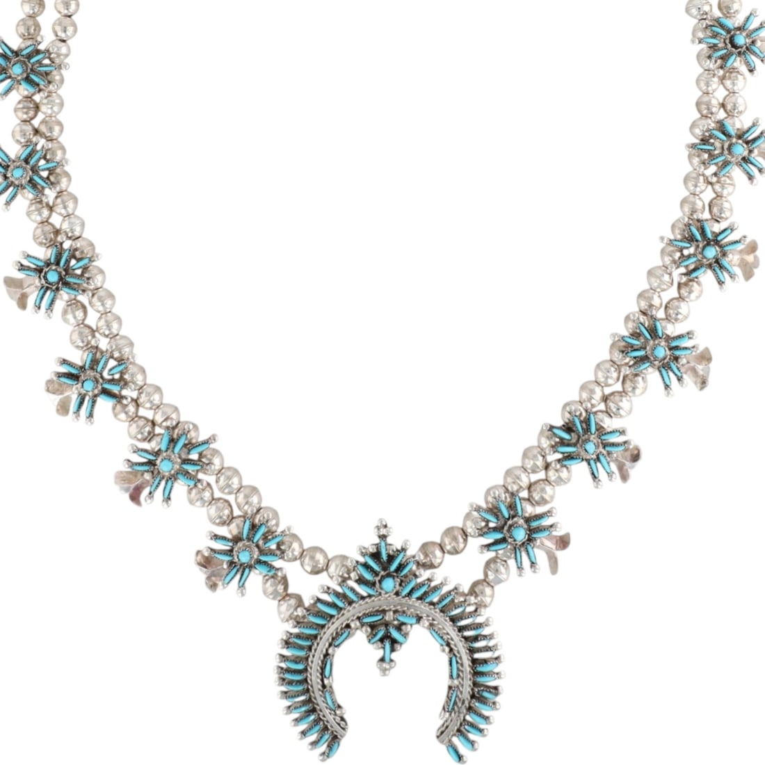 Marlon Quam Zuni Sterling Turquoise Squash Necklace