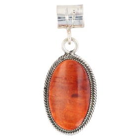 Navajo Gregg Yazzie Spiny Oyster Sterling Silver Pendant
