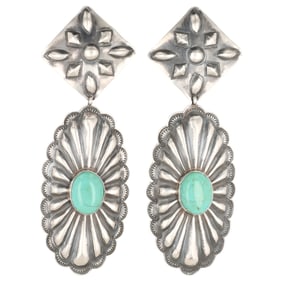Rita Lee Navajo Sterling Turquoise Earrings