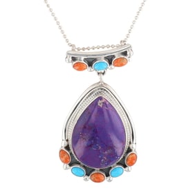 Navajo Sammie Burnside Sterling Silver Multi-Stone Necklace