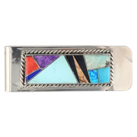 Arnold Yazzie Navajo Sterling Inlay Money Clip