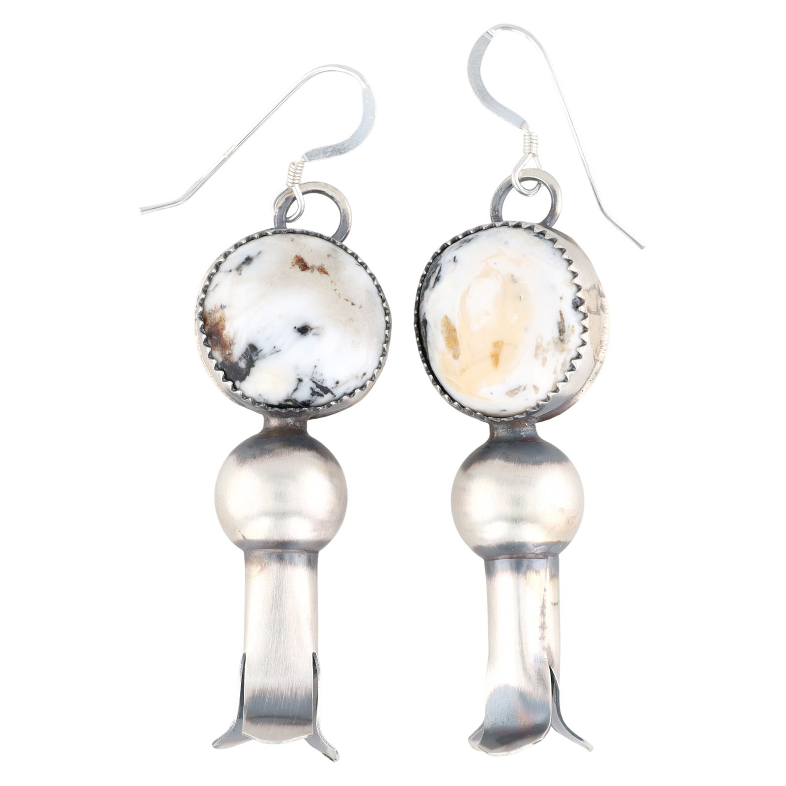 Tia Long Navajo Sterling White Buffalo Earrings (1 of 5)