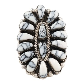 Juliana William Navajo Sterling White Buffalo Cluster Ring