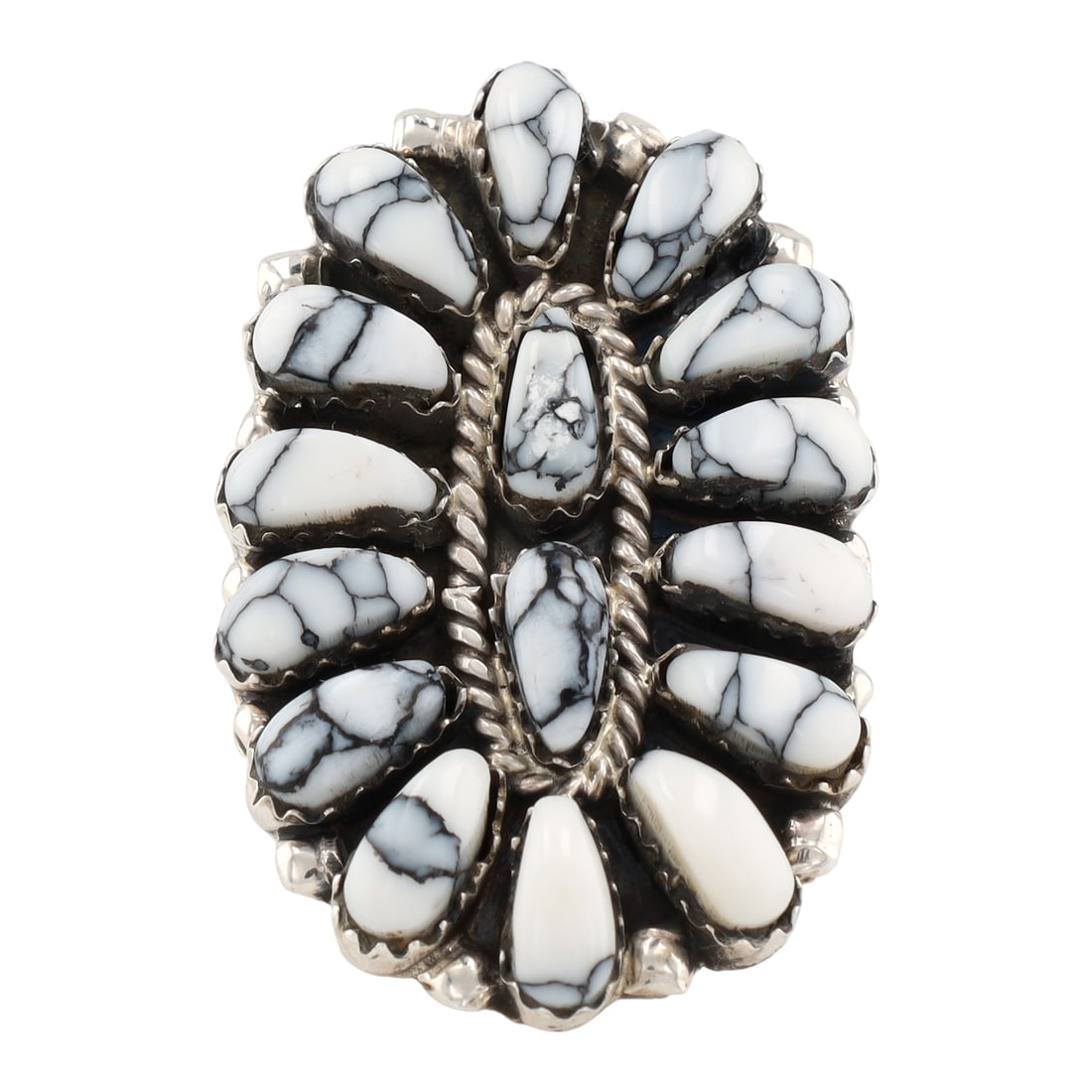 Juliana William Navajo Sterling White Buffalo Cluster Ring (1 of 7)