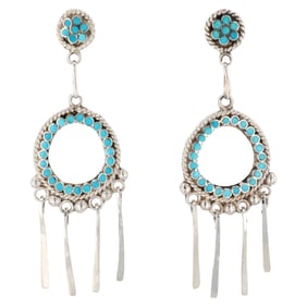 Devin Quam Zuni Sterling Turquoise Dangle Earrings