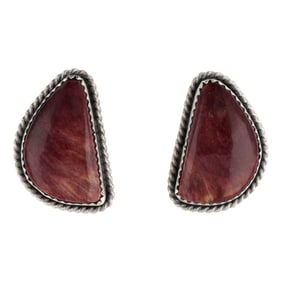 Virginia Becenti Navajo Handmade Sterling Spiny Oyster Earrings