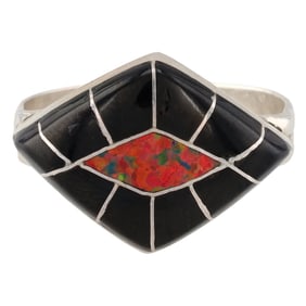 Chris Etsitty Navajo Sterling Inlay Ring