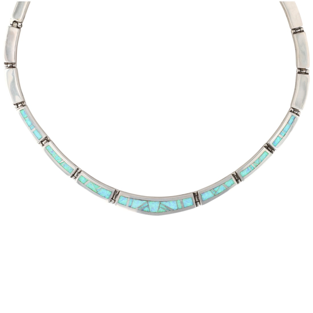 Evangeline Davis Navajo Sterling Silver Turquoise Inlay Necklace (1 of 7)