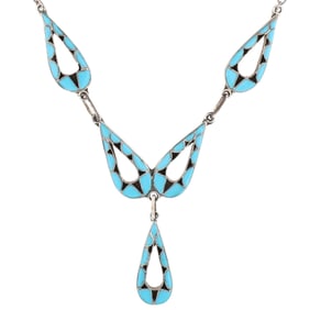 Emma Bowakaty Zuni Sterling Turquoise Earrings