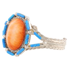 Bevis Tsacliasi Sterling Spiny Oyster Opal Cuff Bracelet