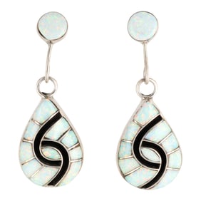A Pair of Amy Locaspino Zuni Opal Inlay Earrings