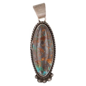 Scott Skeets Navajo Sterling Kingman Turquoise Pendant